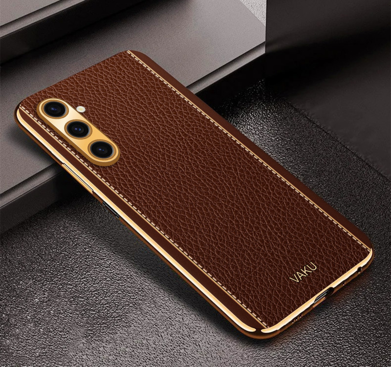 Vaku ® Samsung Galaxy A05s Luxemberg Leather Pattern Gold Electroplated Soft TPU Back Cover