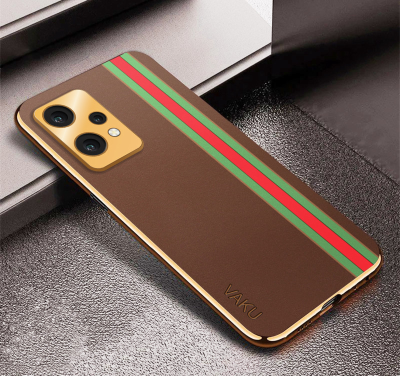 Vaku ® OnePlus Nord CE 2 Lite 5G Felix Line Leather Stitched Gold Electroplated Soft TPU Back Cover Case