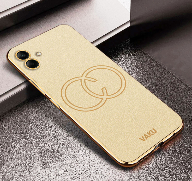 Vaku ® Samsung Galaxy A04e Skylar Leather Pattern Gold Electroplated Soft TPU Back Cover