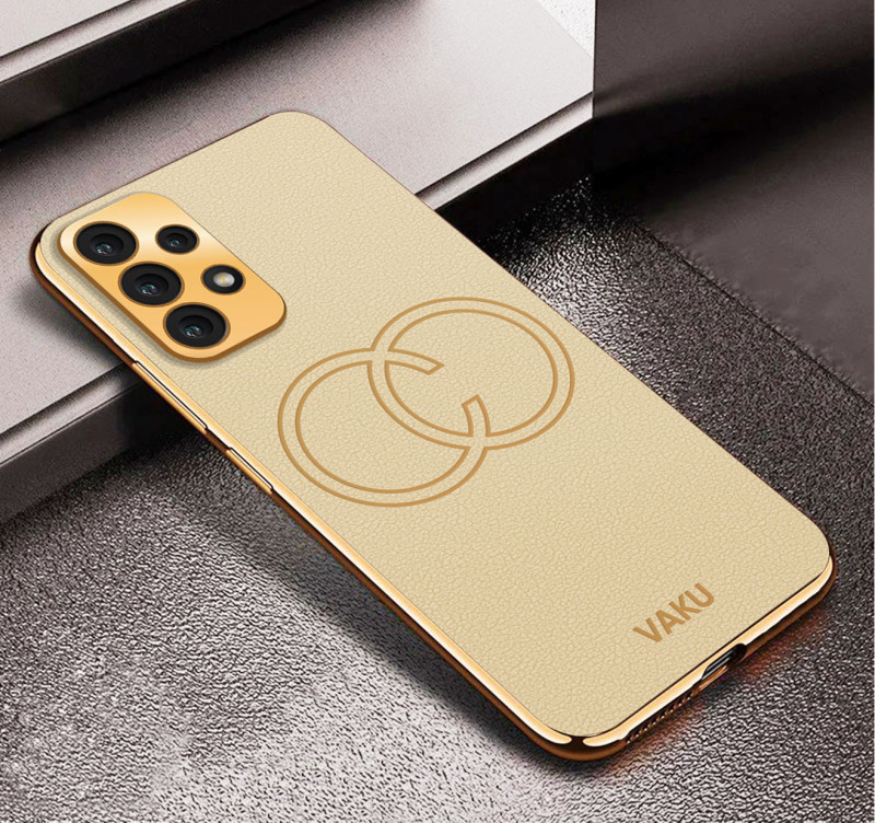 Vaku ® Samsung Galaxy A33 5G Skylar Leather Pattern Gold Electroplated Soft TPU Back Cover