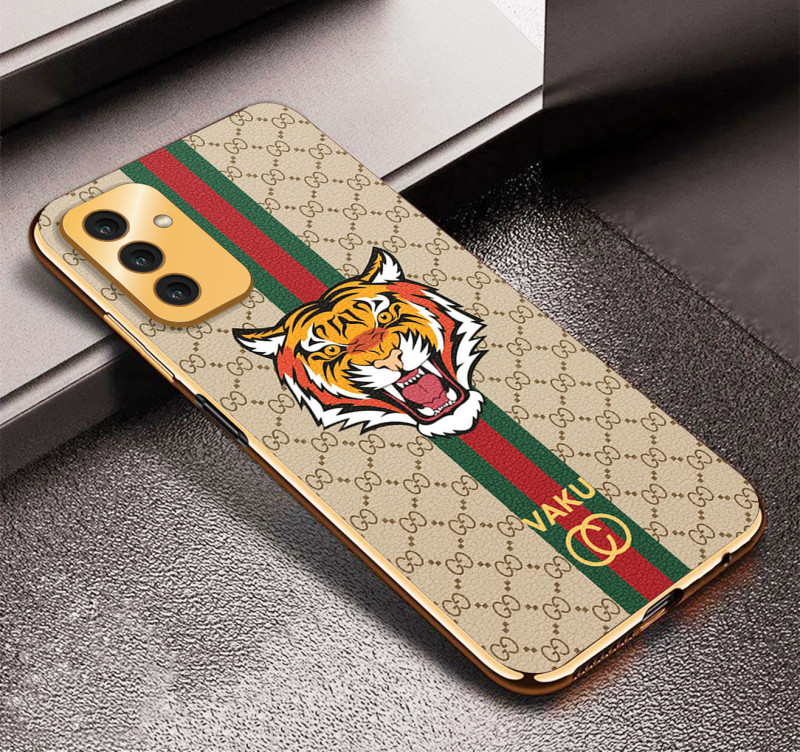 Vaku ® Samsung Galaxy F13 Lynx Line Leather Stitched Gold Electroplated Soft TPU Back Cover Case