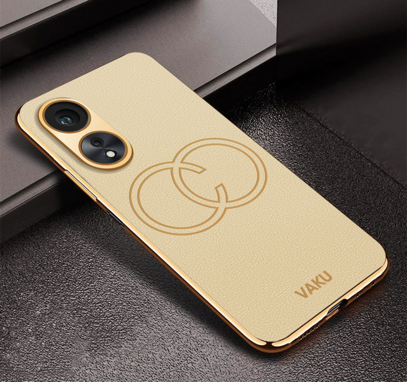 Vaku ® Oppo A58 4G Skylar Leather Pattern Gold Electroplated Soft TPU Back Cover