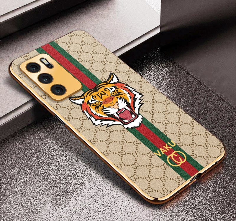 Vaku ® Oppo A16 Lynx Designer Leather Pattern Gold Electroplated Soft TPU Back Cover Case