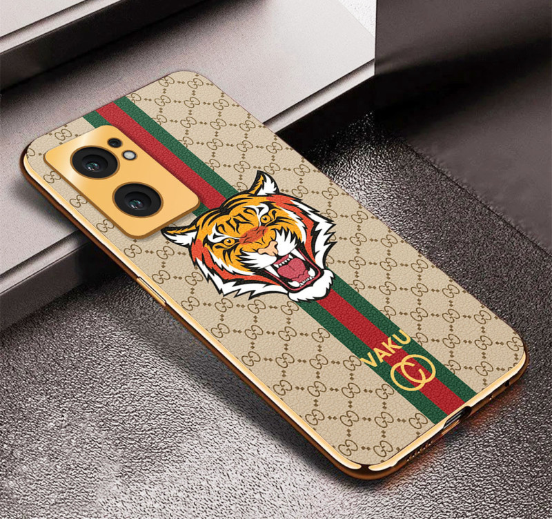 Vaku ® OnePlus Nord CE 2 5G Lynx Designer Leather Pattern Gold Electroplated Soft TPU Back Cover Case