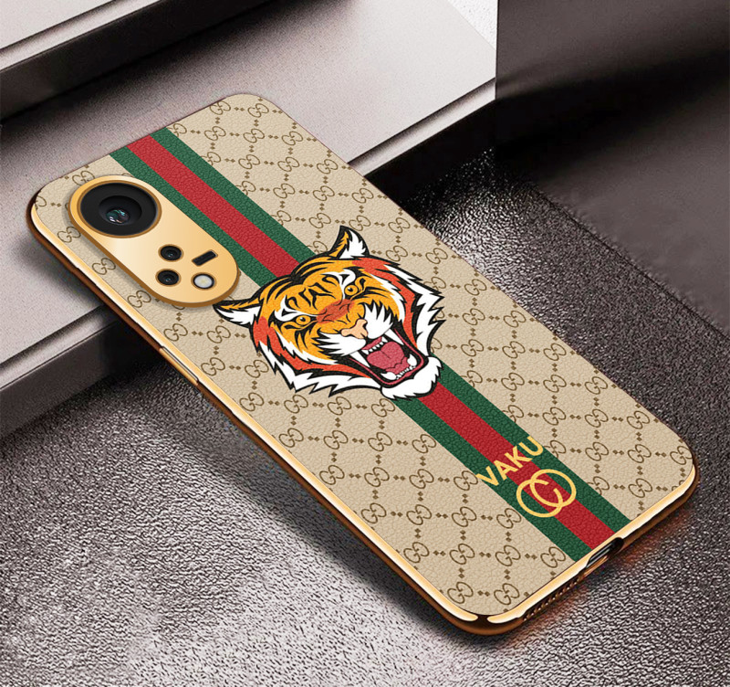 Vaku ® Oppo Reno8T 5G Lynx  Designer Leather Pattern Gold Electroplated Soft TPU Back Cover Case