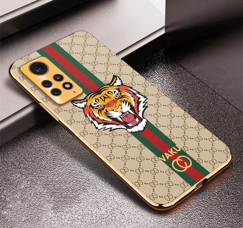 Vaku ® Xiaomi Redmi Note 11 Pro Lynx Designer Leather Pattern Gold Electroplated Soft TPU Back Cover Case