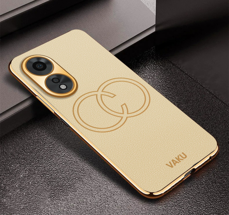 Vaku ® Oppo A38 Skylar Leather Pattern Gold Electroplated Soft TPU Back Cover