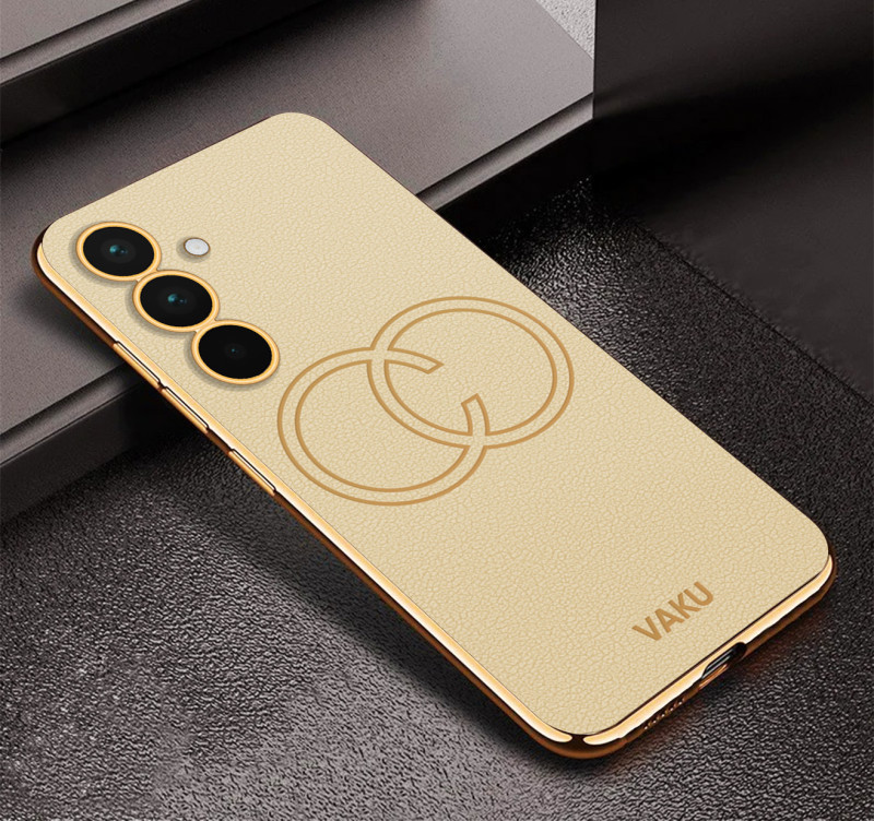 Vaku ® Samsung Galaxy A35 5G Skylar Leather Pattern Gold Electroplated Soft TPU Back Cover