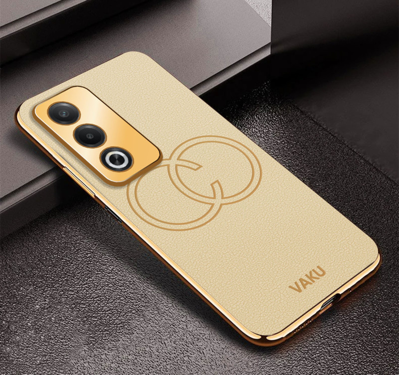 Vaku ® Oppo A3 Pro 5G Skylar Leather Pattern Gold Electroplated Soft TPU Back Cover