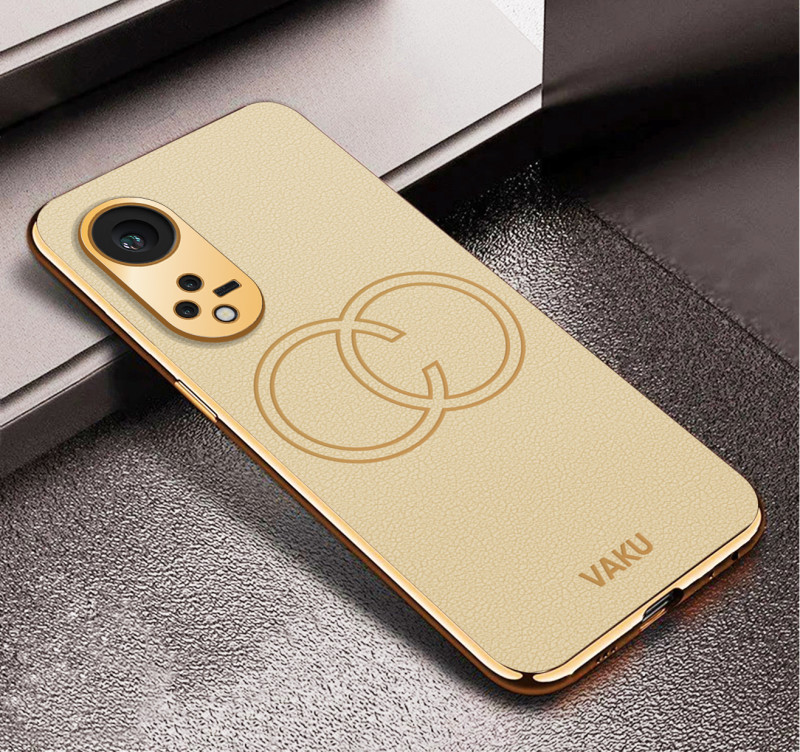 Vaku ® Oppo Reno8T 5G Skylar Leather Pattern Gold Electroplated Soft TPU Back Cover