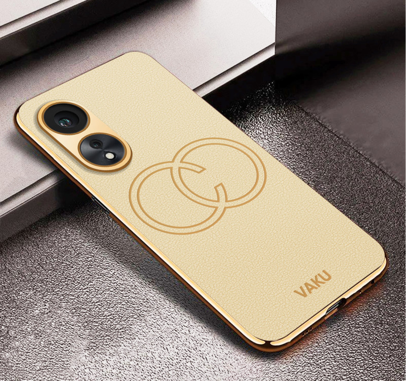 Vaku ® Oppo A78 5G Skylar Leather Pattern Gold Electroplated Soft TPU Back Cover