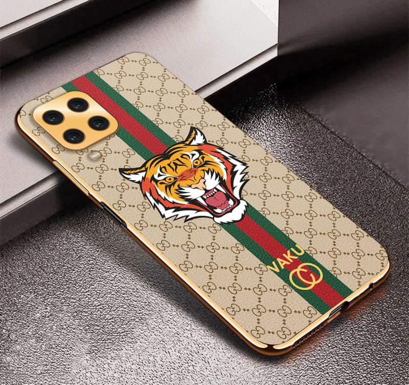 Vaku ® Samsung Galaxy M53 Lynx Leather Stitched Gold Electroplated Soft TPU Back Cover Case