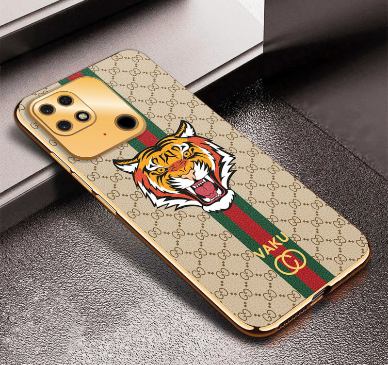 Vaku ® Xiaomi Redmi 10 4G Lynx Leather Stitched Gold Electroplated Soft TPU Back Cover Case