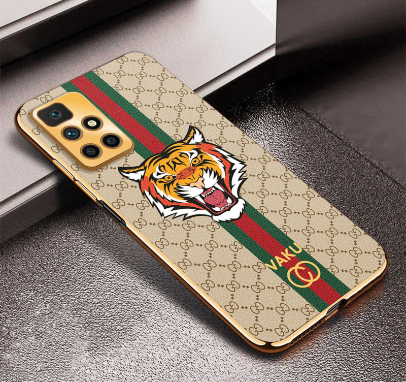 Vaku ® Xiaomi Redmi 10 Prime Lynx Designer Leather Pattern Gold Electroplated Soft TPU Back Cover Case