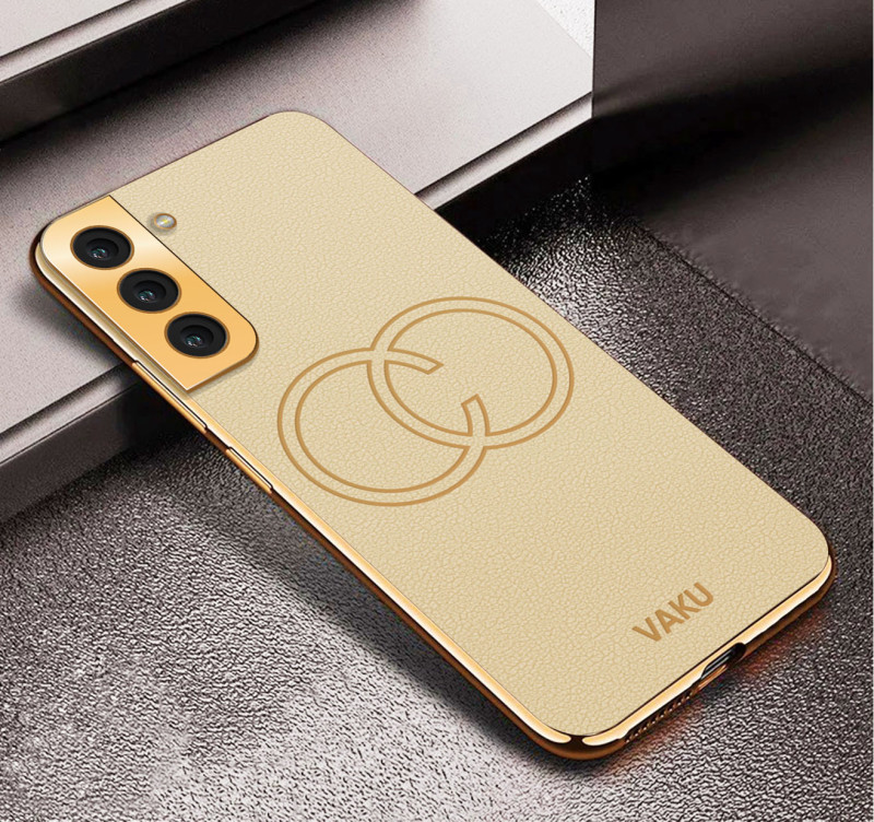 Vaku ® Samsung Galaxy S21 FE Skylar Leather Pattern Gold Electroplated Soft TPU Back Cover