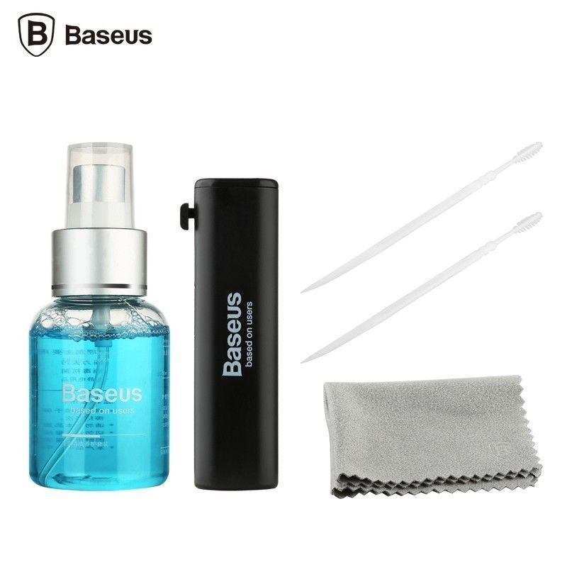 Baseus ® Professional 4-in-1 Cleaning Kit with Cleaner + Brush + Micro Fiber Cloth + Gap Stick Cleaning Kit Black