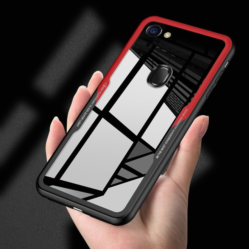 Vaku ® Oppo F5 GLASSINO Luxurious Edition Ultra-Shine Silicone Frame Ultra-Thin Case Transparent Back Cover