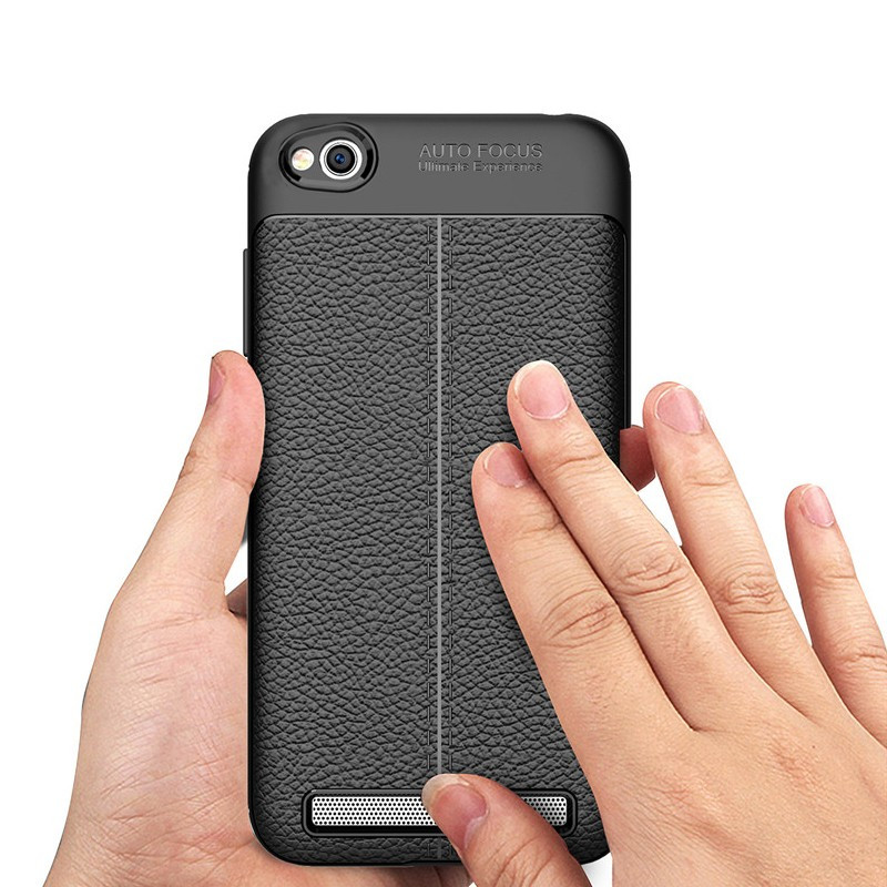 Vaku ® Redmi 5A Kowloon Leather Stitched Edition Top Quality Soft Silicone 4 Frames + Ultra-Thin Back Cover