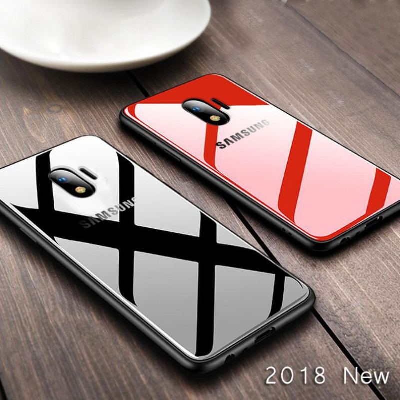 Vaku ® Samsung Galaxy J4 Club Series Ultra-Shine Luxurious Tempered Finish Silicone Frame Thin Back Cover