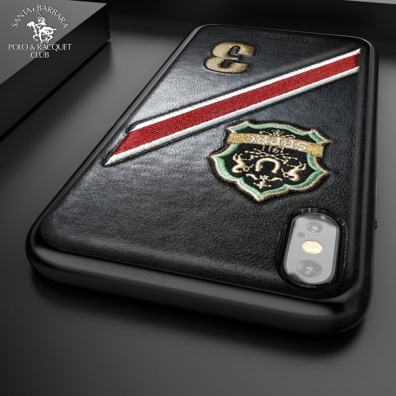 Santa Barbara Polo Club ® Apple iPhone XS Max Third Series 3D Embroidered Design Faux Leather Back Cover