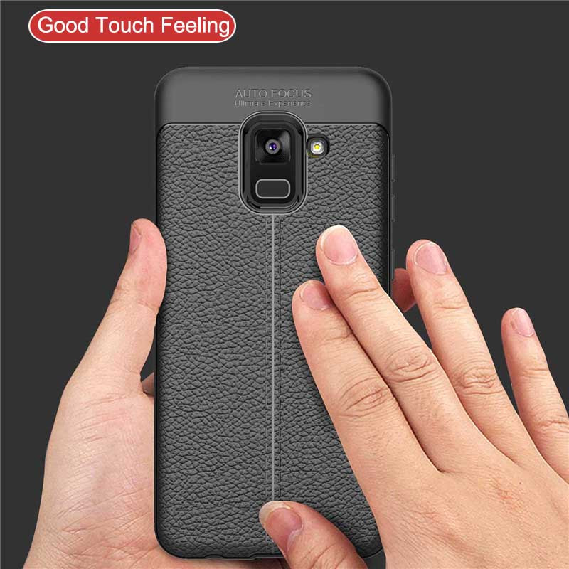 Vaku ® Samsung Galaxy A8 Plus Kowloon Double-Stitch Edition Silicone Leather Texture Finish Ultra-Thin Back Cover