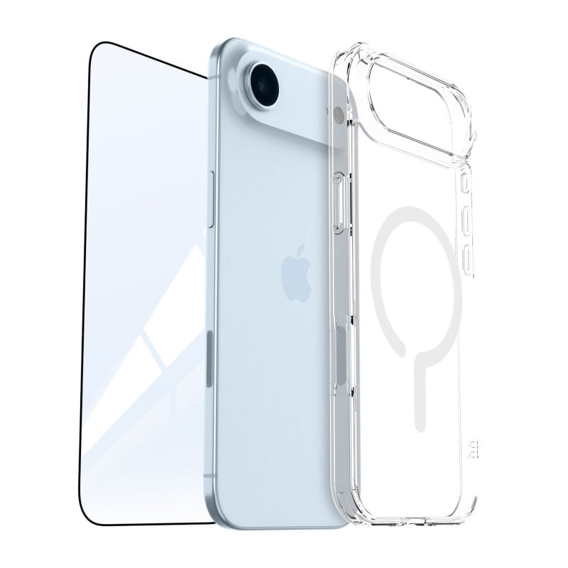Vaku Luxos ® 2in1 Combo Apple iPhone 17 Air Glassy MagPro Clear TPU Shockproof Case with Dust Filter Tempered Glass