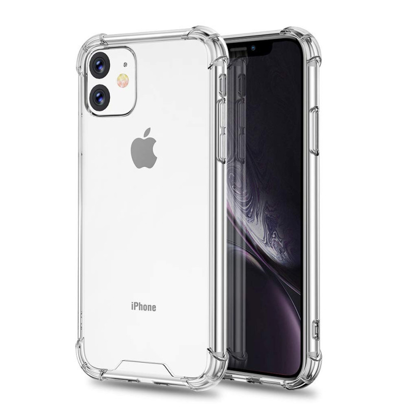Luxos ® Compatible For iPhone 11 Hammer Series Transparent Anti-Drop 4-Corner 360° Protection Full Transparent TPU Back Cover- Transparent