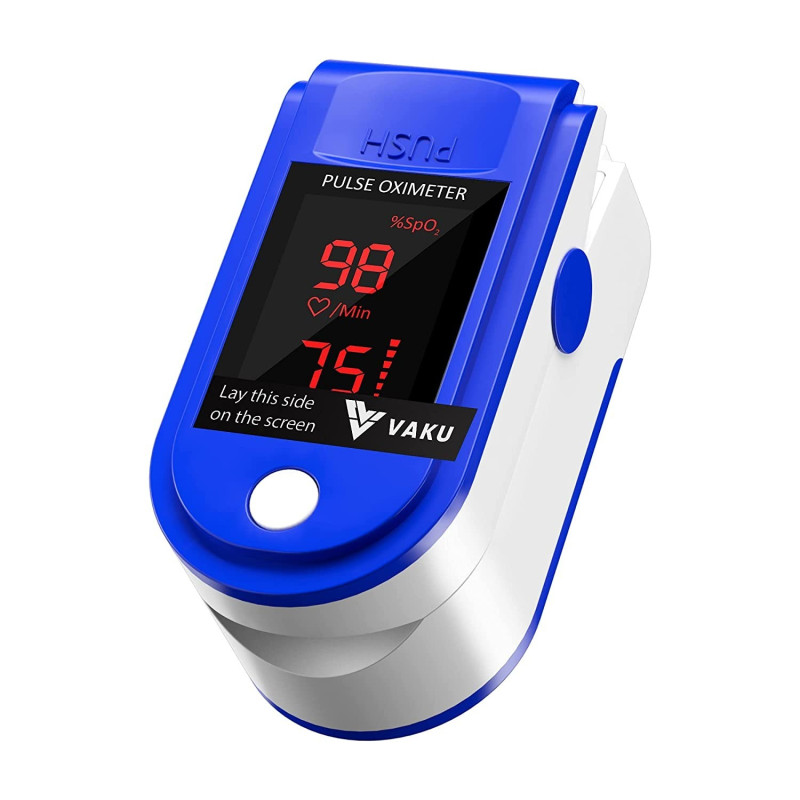 DR VAKU ® Pulse Oximeter Fingertip, Multipurpose Digital Monitoring Pulse Meter Rate & SpO2 with LED Digital Display [Battery included] - Blue