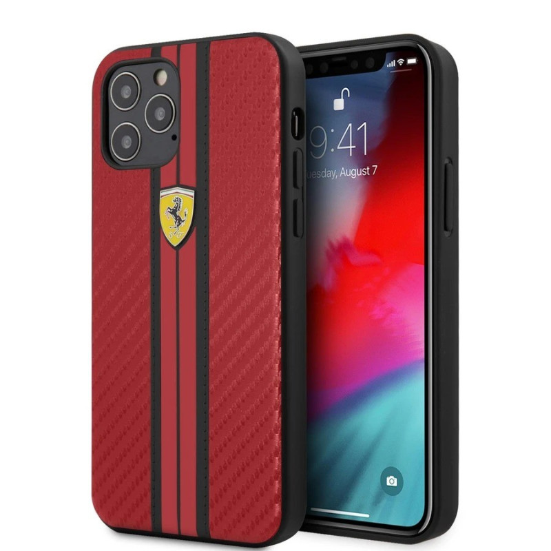 Ferrari ® Apple iPhone 12 Pro Max Portofino Carbon Vertical Stripe Case Back Cover