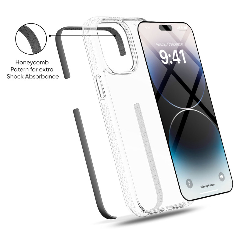 Vaku Luxos ® 2In1 Combo Apple iPhone 14 Pro Guard Mag-Safe Series Shockproof TPU Case Back Cover with 3D Tempered Glass