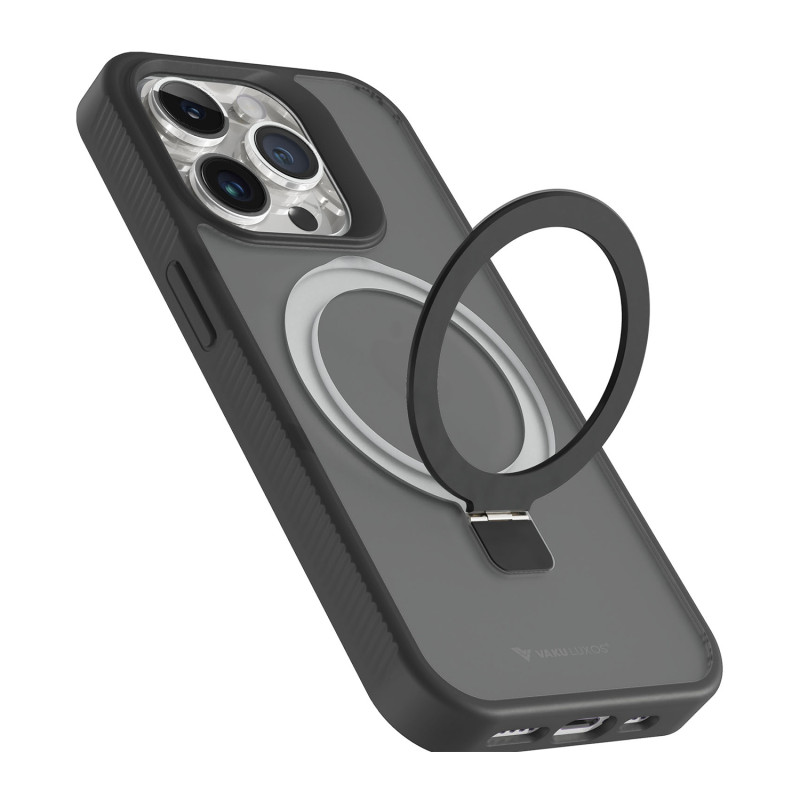 Vaku Luxos ® Apple iPhone 15 Pro Max Castros MagPro with Magnetic Alloy Ring Metal Kickstand Scratch Resistant Certified Mag-Safe Protection Cover