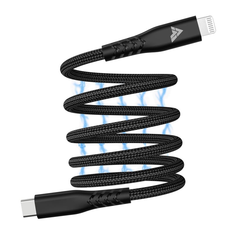 Vaku Luxos® SNAPPY Magnetic Auto-Fold Original iPhone Charger Cable Type C to Lightning Connector Fast Charging (mfi-certified), Nylon Braided for iPhone 14/ iPhone 13/ iPhone 12/ iPhone 11 & ios