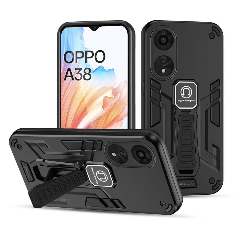 Vaku ® Oppo A38 Valor Military Grade Armor Case with Built-in Kickstand Shockproof Back Cover