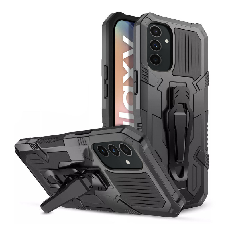 Vaku ® Samsung Galaxy A54 5G Vanguard Military Grade Armor Case with Metal Belt Clip Kickstand Back Cover