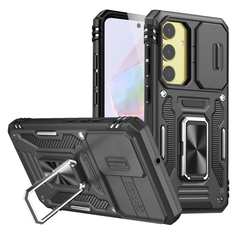 Vaku ® Samsung Galaxy A35 5G Aegis Armor Slide Camera Protection Magnetic Ring Holder Kickstand Back Cover