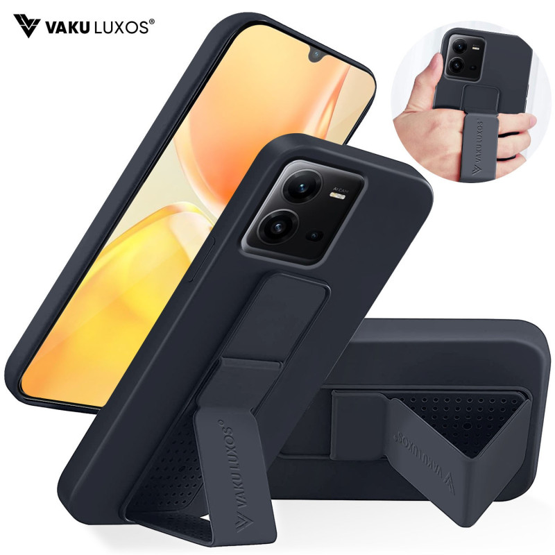 Vaku ® Vivo V25 Harbor Grip Multi-Functional Magnetic Vertical & Horizontal Stand Case TPU Back Cover