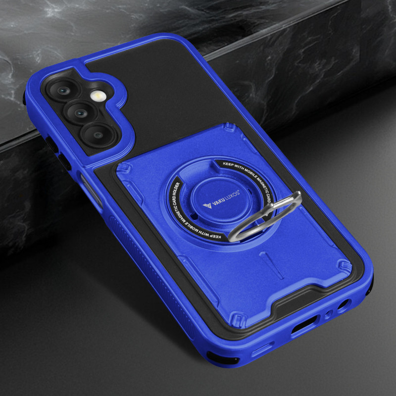 Vaku Luxos ® Samsung Galaxy A15 5G Axion Armor Military Grade Protective Case with Magnetic Ring Holder Kickstand Back Cover