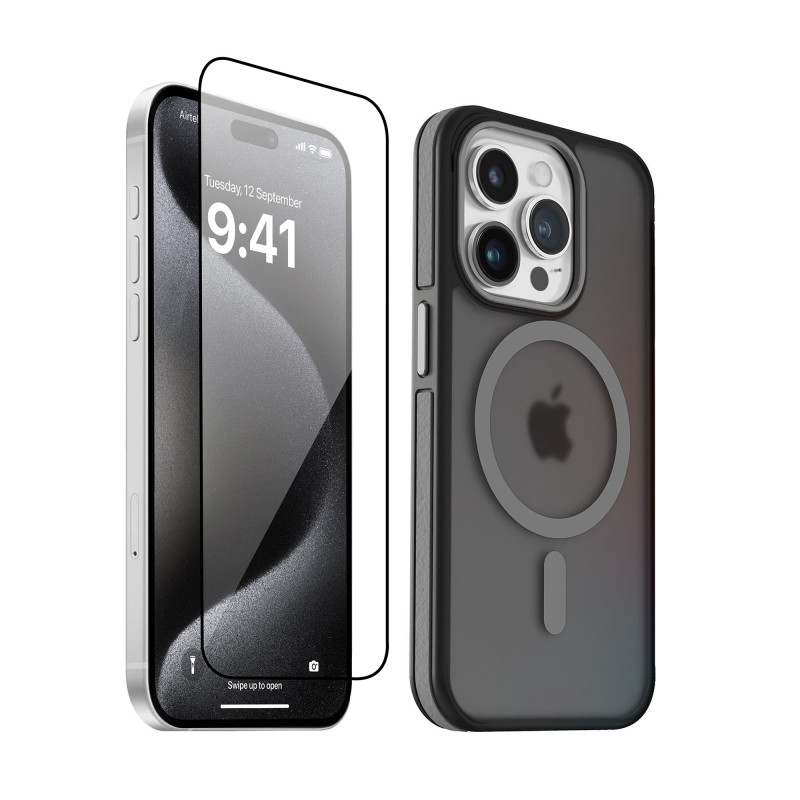 Vaku ® 2in1 Combo Apple iPhone 15 Pro Max Elemento MagPro Drop Protection Shockproof Case with Dust Filter Tempered Glass