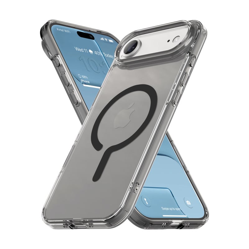 Vaku Luxos ® Apple iPhone 17 Air Glassy Magpro Smokey Transparent TPU Case Shockproof Non-Yellowing Scratch Resistant Military Grade Protection Screen Protector Back Cover