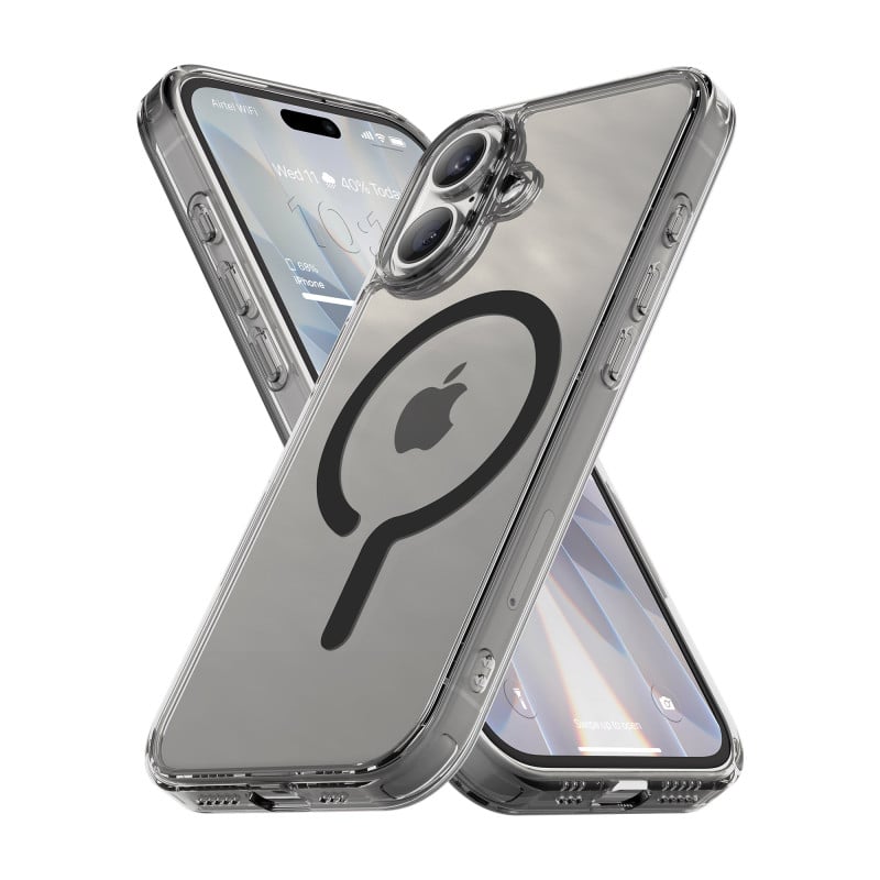 Vaku Luxos ® Apple iPhone 17 Glassy Magpro Smokey Transparent TPU Case Shockproof Non-Yellowing Scratch Resistant Military Grade Protection Screen Protector Back Cover