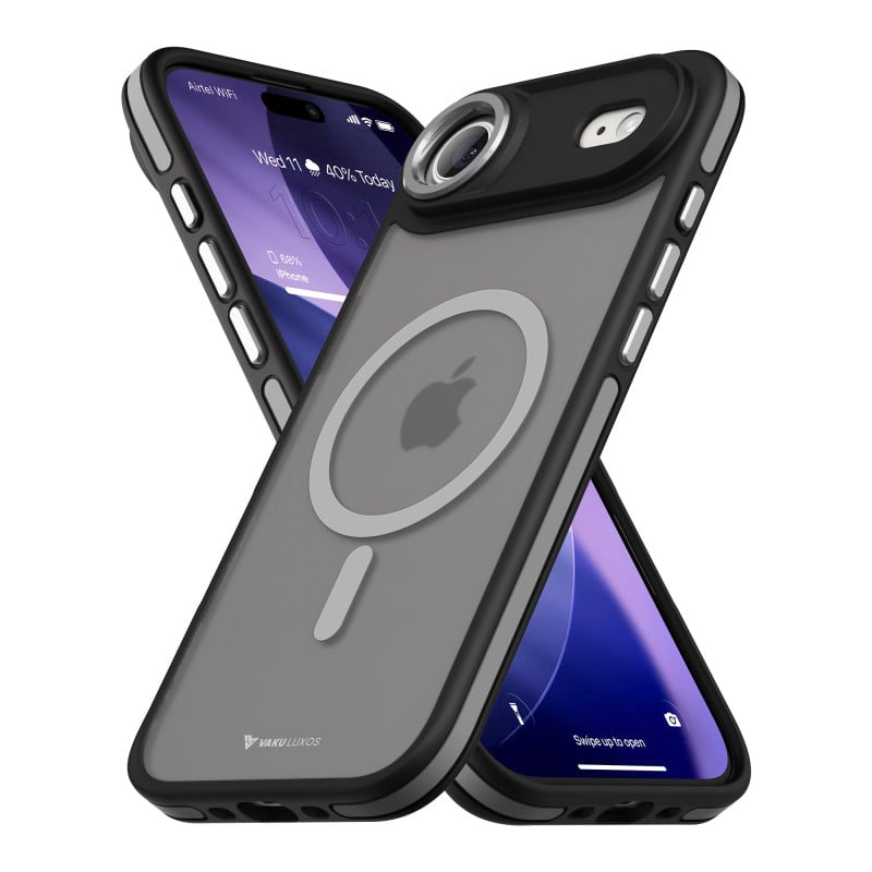 Vaku Luxos ® Apple iPhone 17 Air Avlon Magpro Translucent Scratch Resistant Military-Grade Case With Metal Camera Ring Shockproof Protective Back Cover