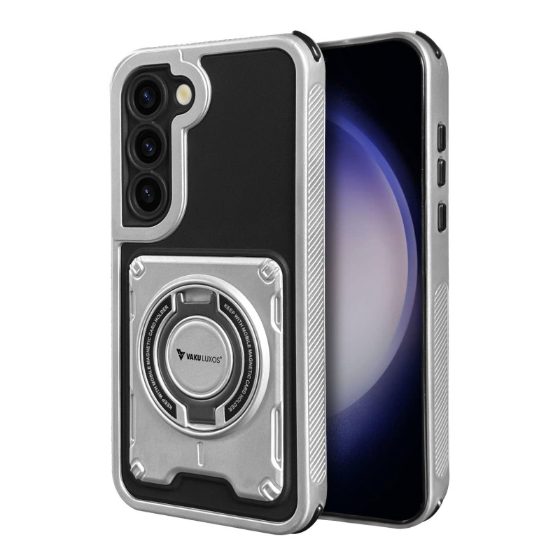 Vaku Luxos ® Samsung Galaxy S23 Axion Armor Military Grade Protective Case with Magnetic Ring Holder Kickstand Back Cover
