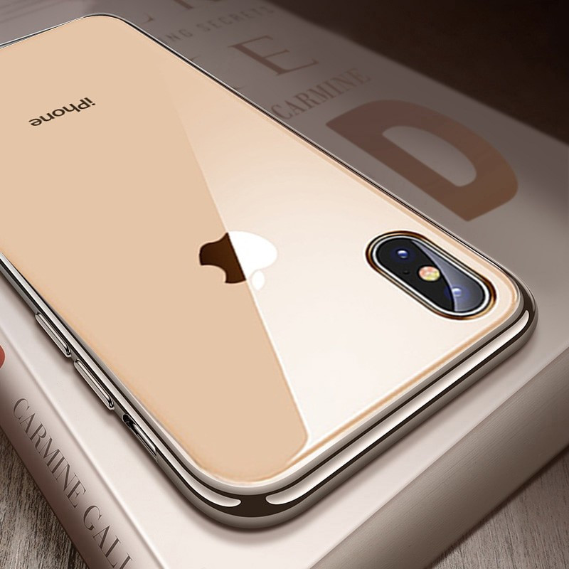 Vaku ® Apple iPhone XS MAX Chromaina Wireless Edition Soft Chrome 4 Frames Plus Ultra-Thin Case Glass Cover