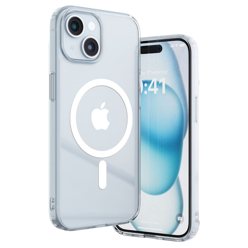 Vaku Luxos ® Apple iPhone 15 Glassy MagPro Clear TPU Shockproof Scratch Resistant Military-Grade Certified Mag-Safe Protection Back Cover