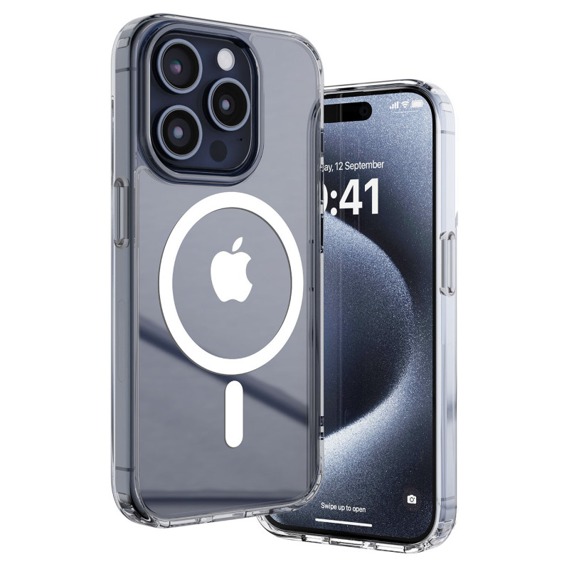 eller santé ® Apple iPhone 15 Pro Glassy MagPro Clear TPU Shockproof Scratch Resistant Military-Grade Certified Mag-Safe Protection Back Cover