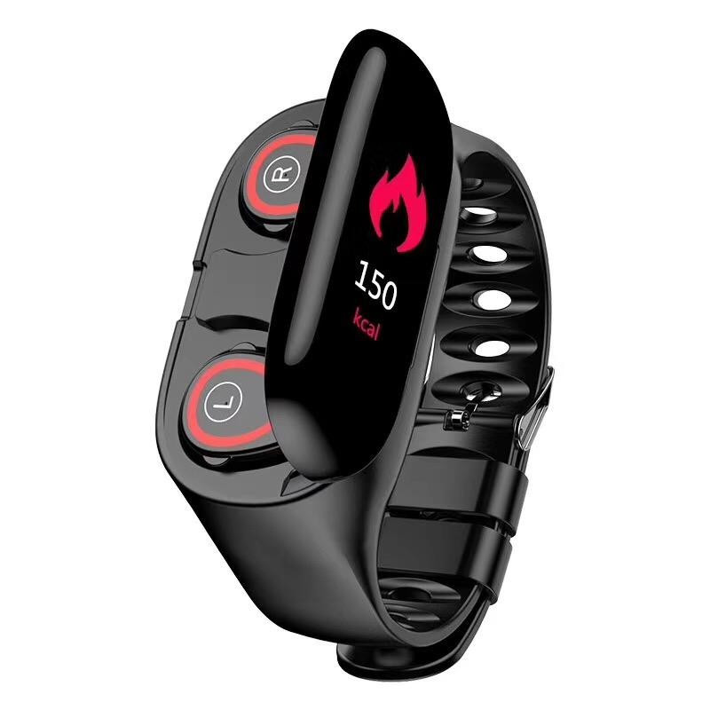 Vaku ® M1 Smart 2 in 1 Health Bluetooth 5.0 Dual wireless Earphones Bracelet Watch