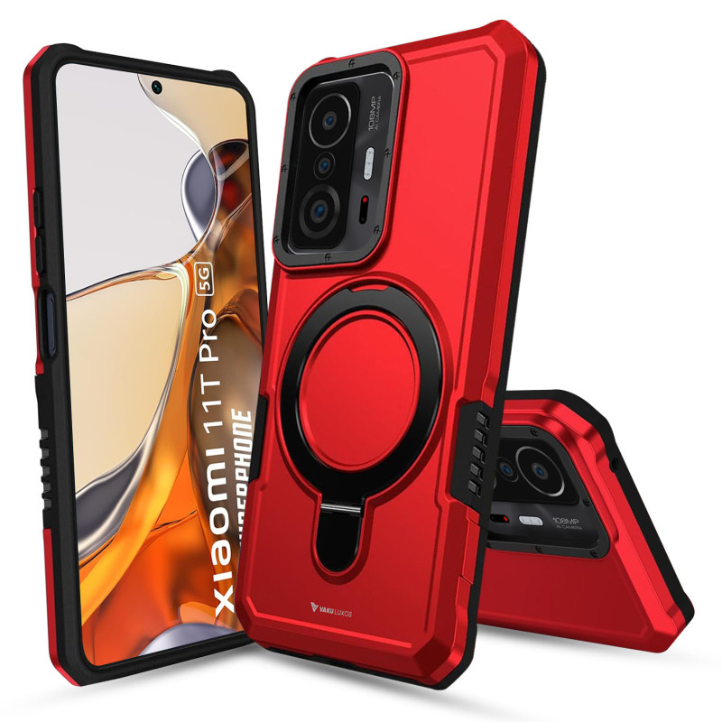 Vaku ® Xiaomi 11T Pro 5G Astor Military Grade Armor Protective Case with Ring Bracket Kickstand Back cover