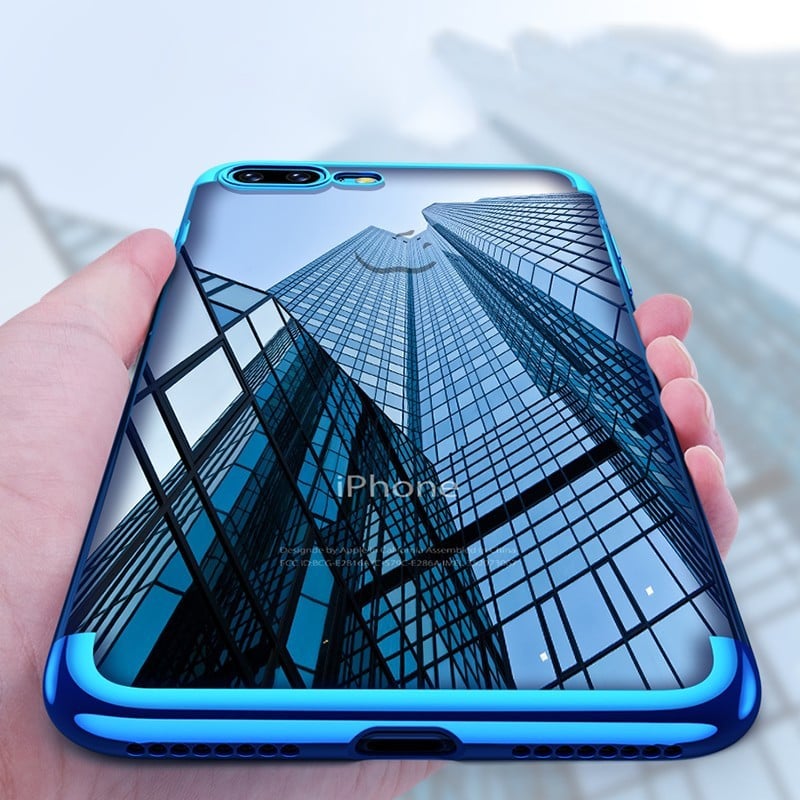 Vaku ® Apple iPhone 8 Plus CAUSEWAY Series Electroplated Shine Bumper Finish Full-View Display + Ultra-thin Transparent Back Cover