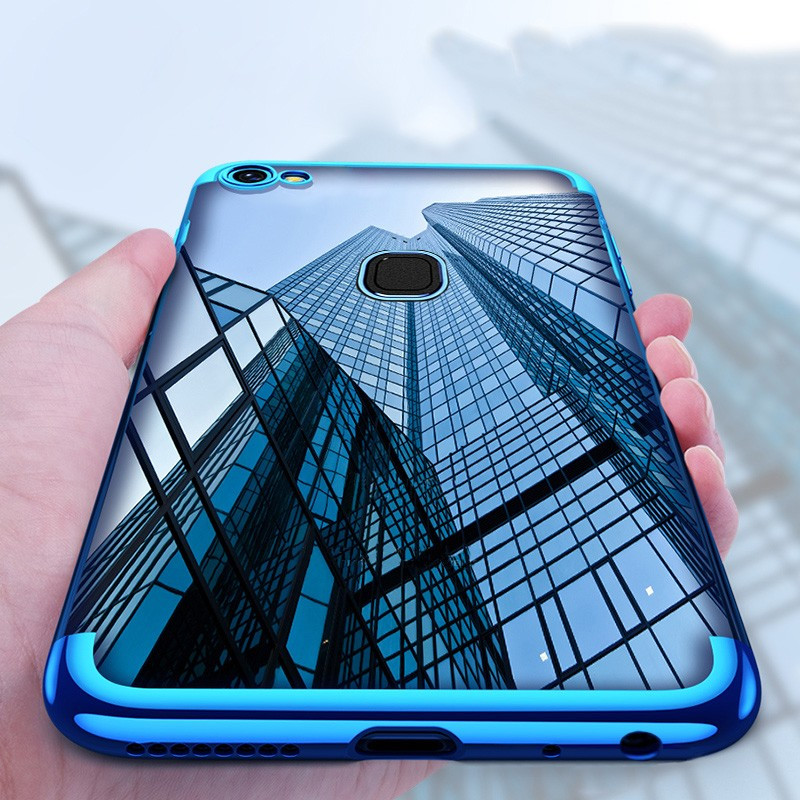 Vaku ® Vivo V7 Plus CAUSEWAY Series Electroplated Shine Bumper Finish Full-View Display + Ultra-thin Transparent Back Cover