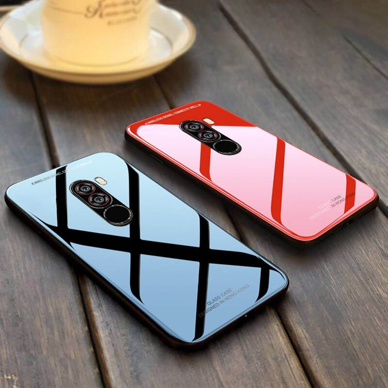 Vaku ® XIAOMI POCO F1 Club Series Ultra-Shine Luxurious Tempered Finish Silicone Frame Thin Back Cover